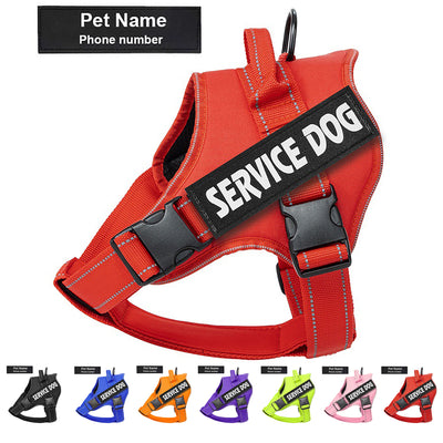 Reflective Service Dog Harness - Adjustable No Pull Personalized Pet Vest Harness