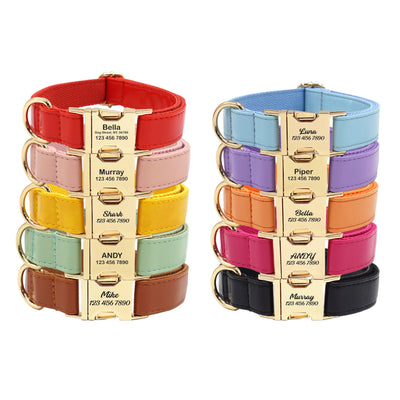 Personalized Leather Dog Collars - Customized Laser Engraved Pet Collar