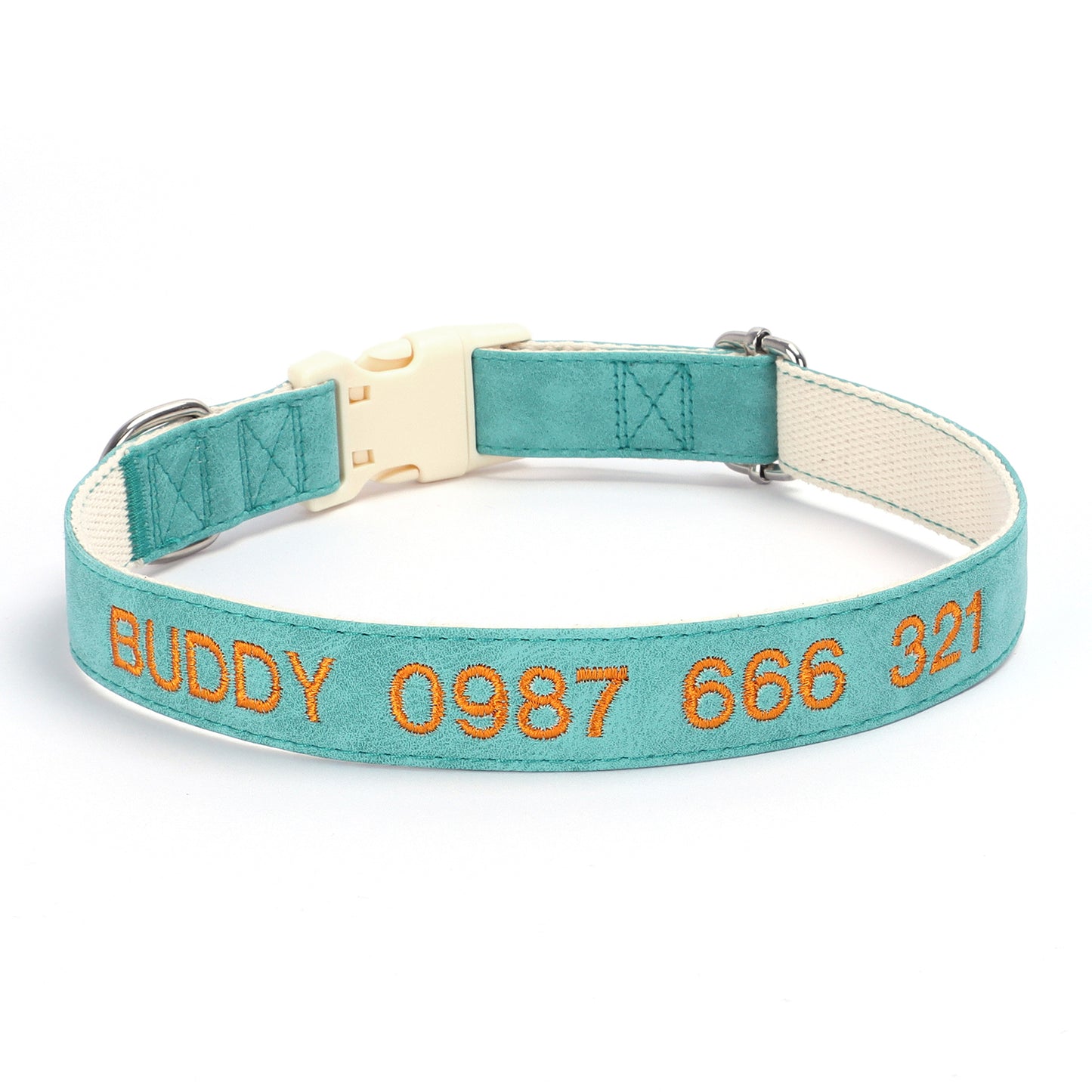 Skin Feeling Leather Cotton with Embroidered Anti-Lost Personalized Dog Collar