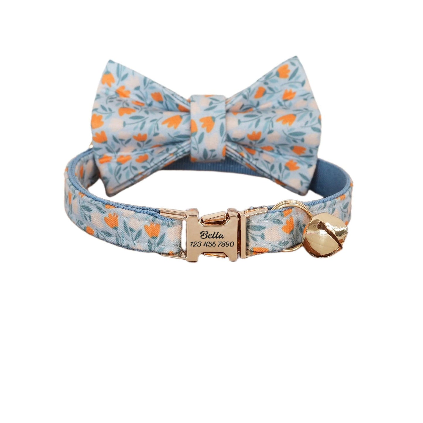 Flower Print Custom Cat Collars with Bowtie