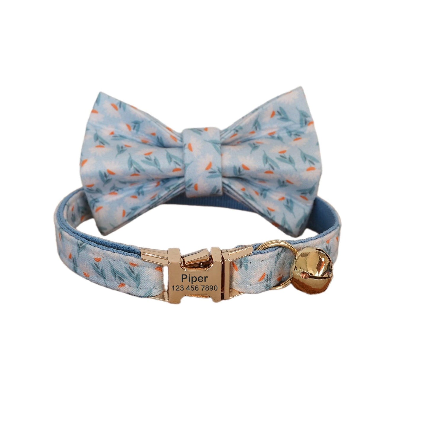 Flower Print Custom Cat Collars with Bowtie