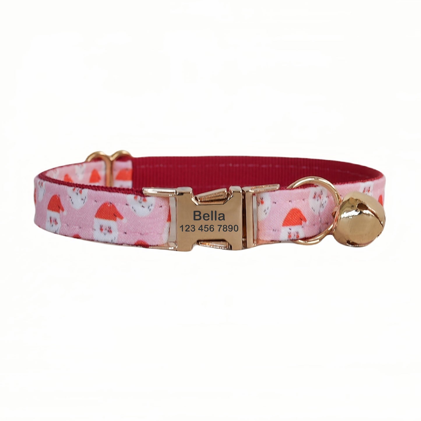 Christmas Adjustable Personalized Cat Collar With Removable Bell