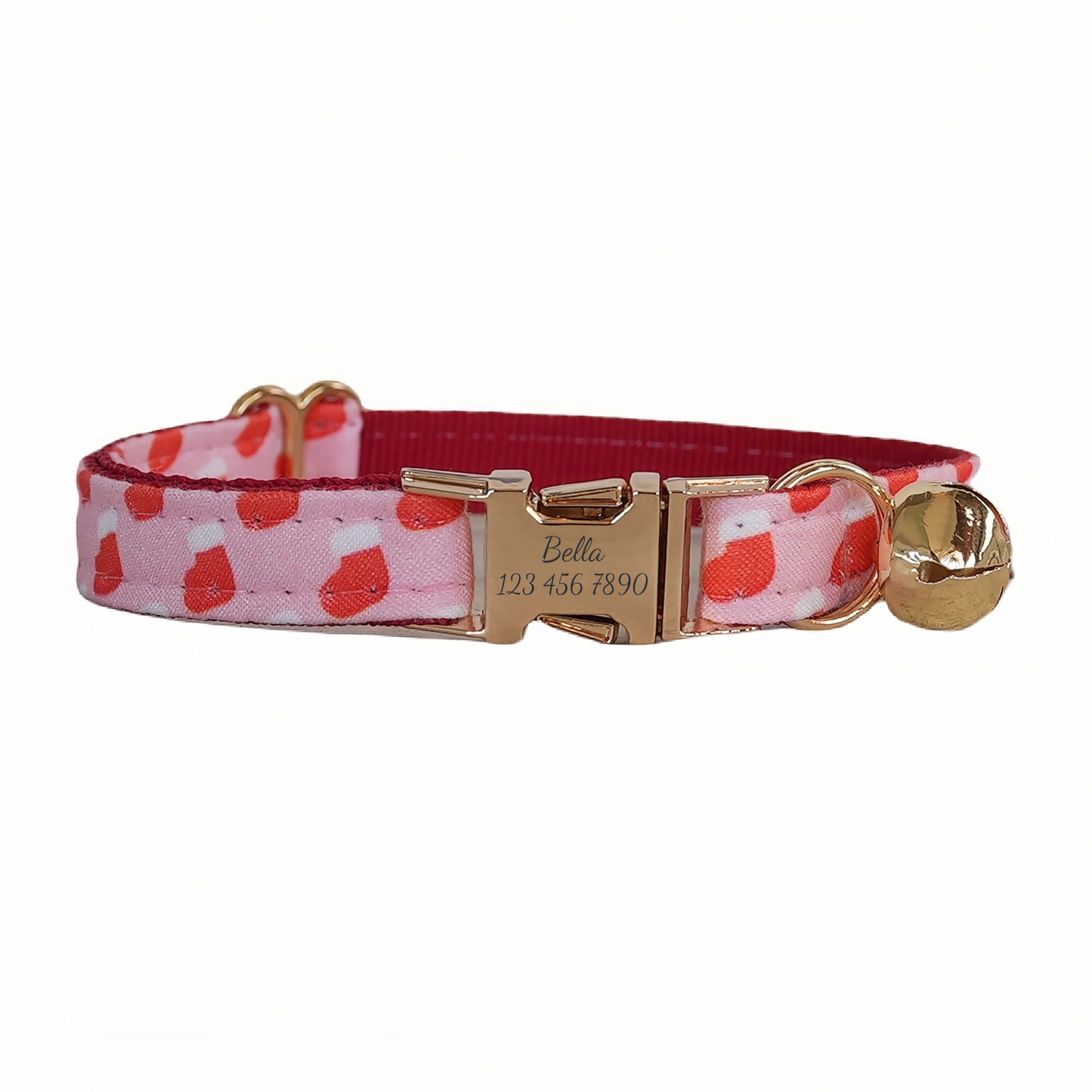 Christmas Adjustable Personalized Cat Collar With Removable Bell