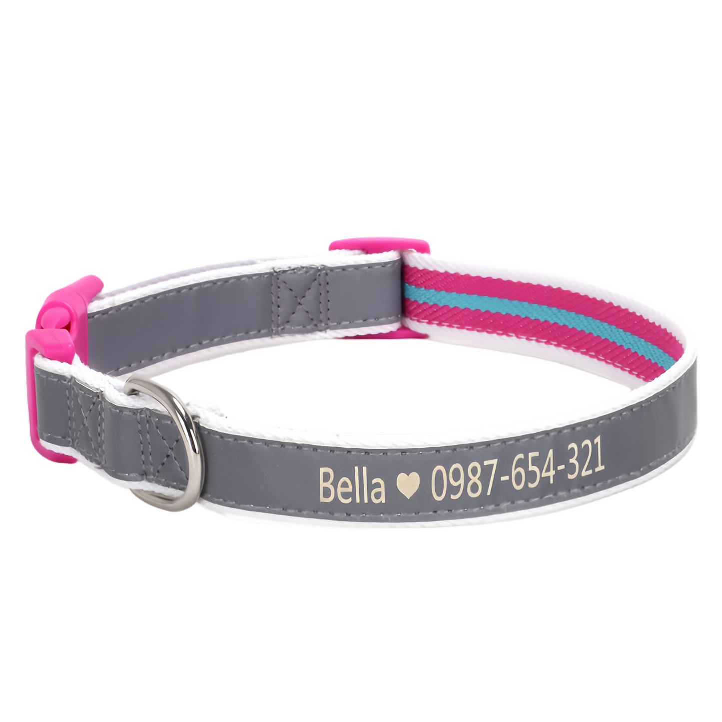 Polyester Cotton Reflective Personalised Engraved Dog Collar