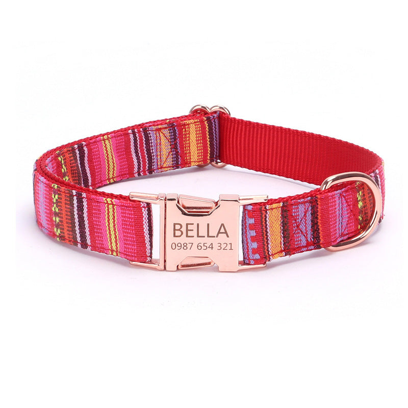 Stripe Modern Adjustable Personalize Dog Collar