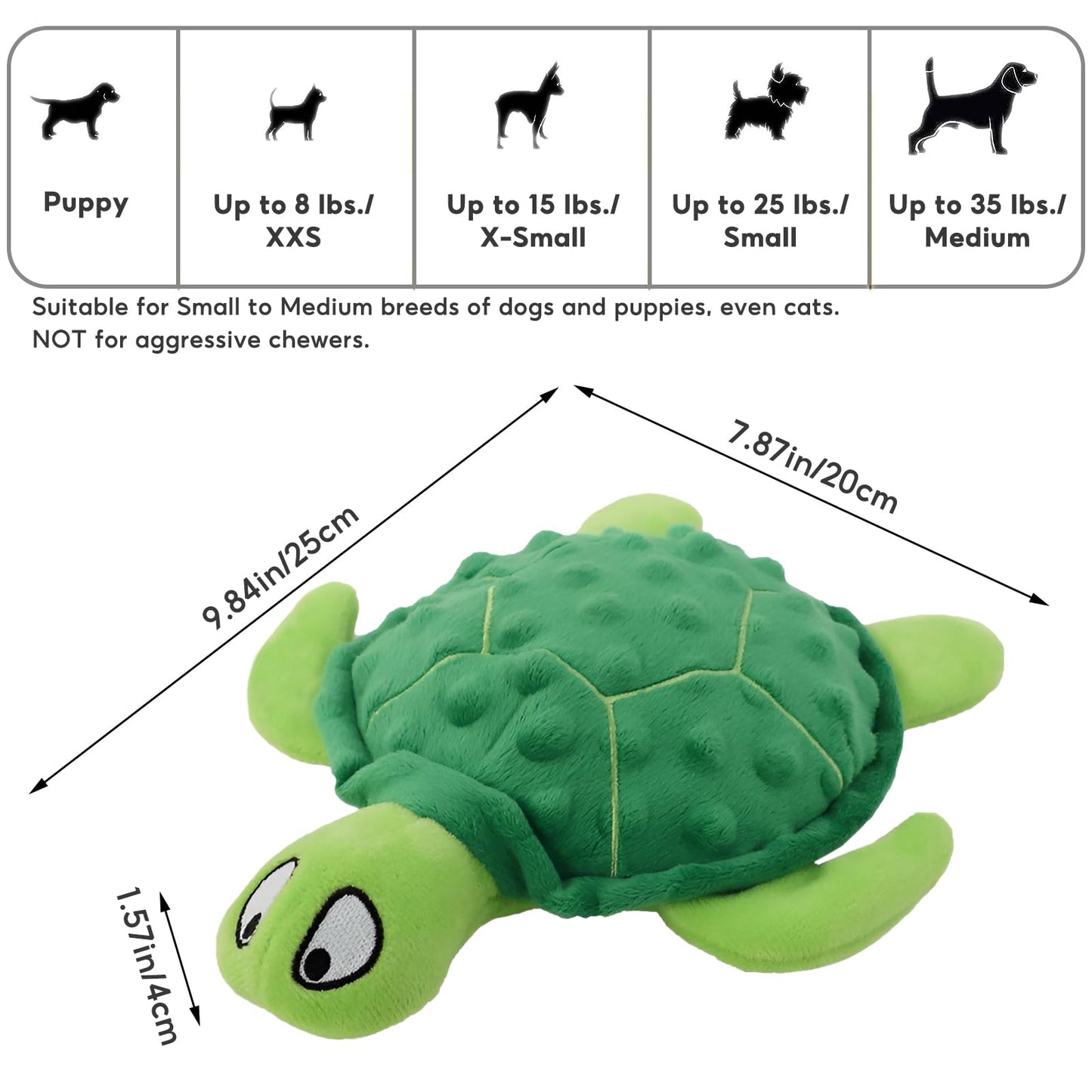 Stuffed Turtle Plush Squeaky Dog Chew Toy