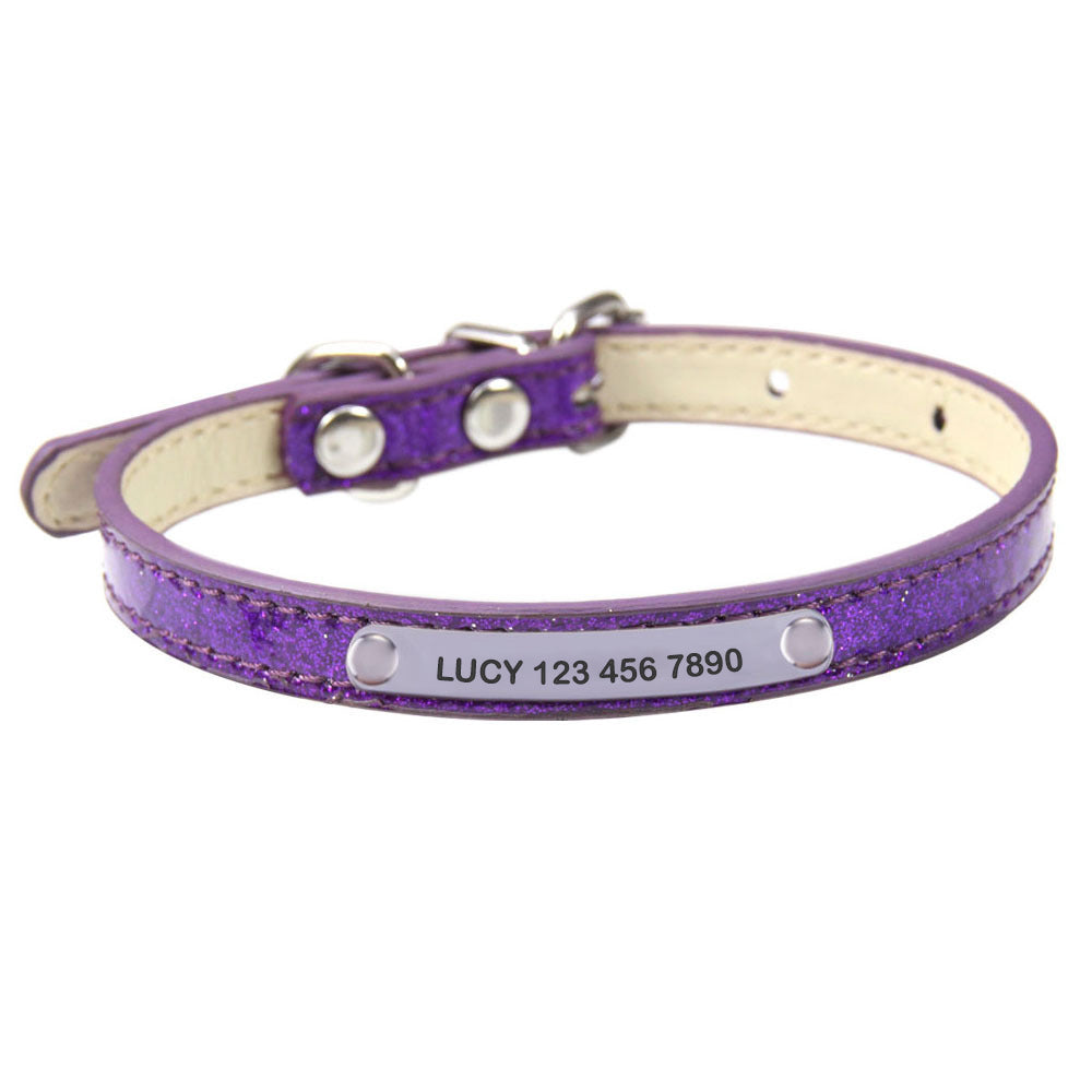 PU Leather Cat Collar Personalized Kitten Collar with Name and Phone Tag