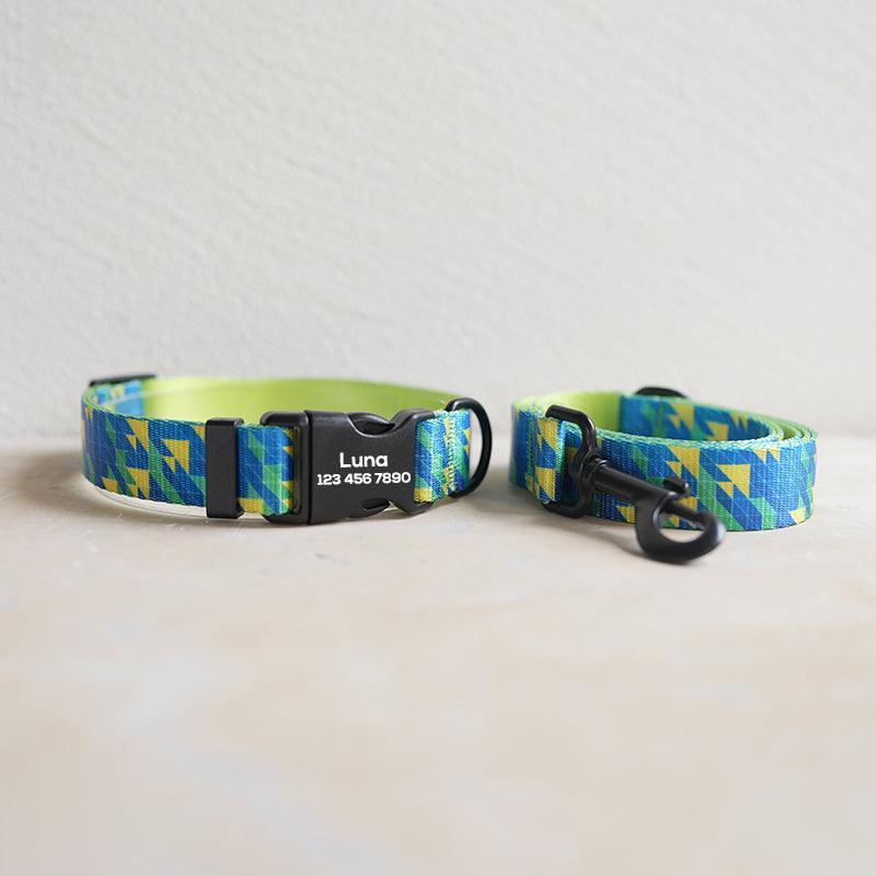 Blue Sea Personalized Dog Collar with Leas & Bow tie Set - iTalkPet