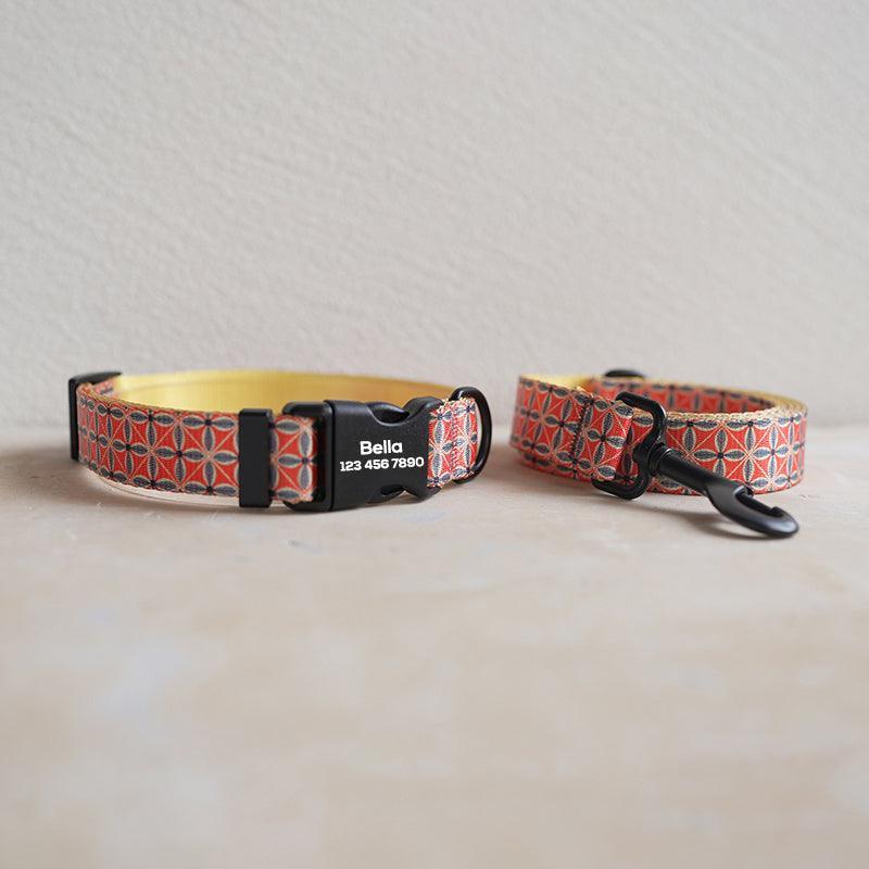 Golden Autumn Personalized Dog Collar with Leas & Bow tie Set - iTalkPet