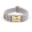 Grey Stripe Velvet Personalized Dog Collar Leash Harness Bowtie Poop Bag Set - iTalkPet