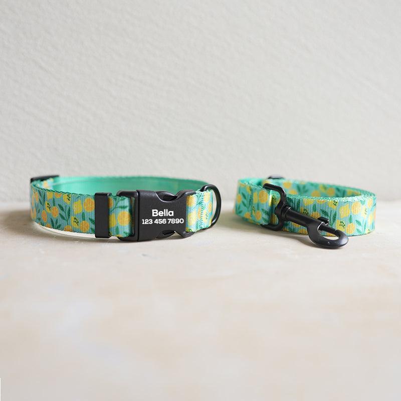 Lemon Personalized Dog Collar with Leas & Bow tie Set - iTalkPet