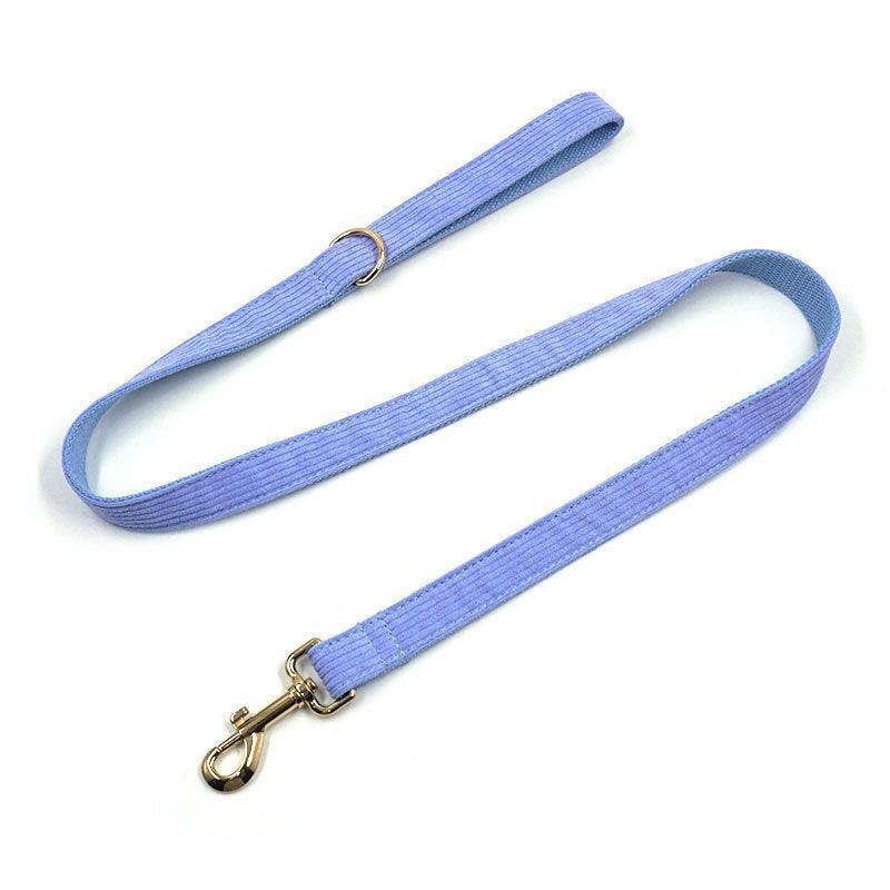 Light Purple Stripe Velvet Personalized Dog Collar Leash Harness Bowtie Poop Bag Set - iTalkPet