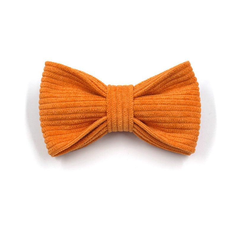 Orange Stripe Velvet Personalized Dog Collar Leash Harness Bowtie Poop Bag Set - iTalkPet