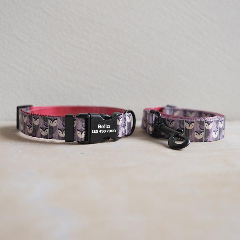 Owls Personalized Dog Collar with Leas & Bow tie Set - iTalkPet