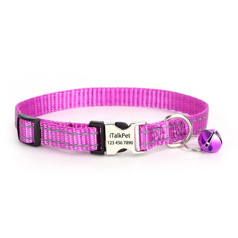 Personalized Cat Collar - Adjustable Reflective Cat Collar with Bell - iTalkPet