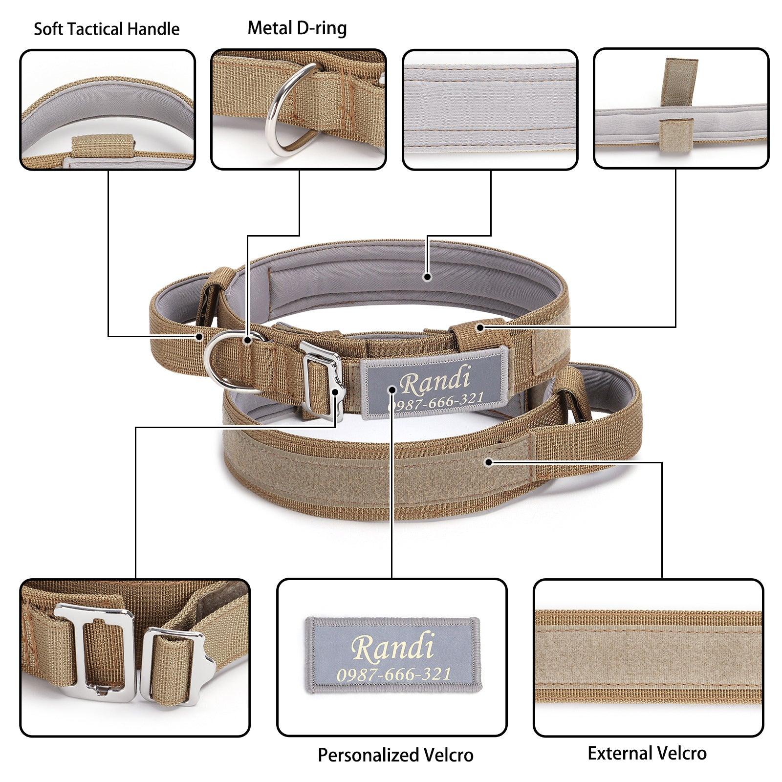Personalized Tactical Dog Collar Adjustable Soft Padded Pet Collars with Handle - iTalkPet