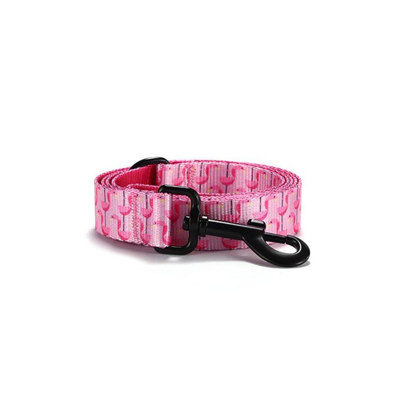 Pink Flaminges Personalized Dog Collar with Leas & Bow tie Set - iTalkPet