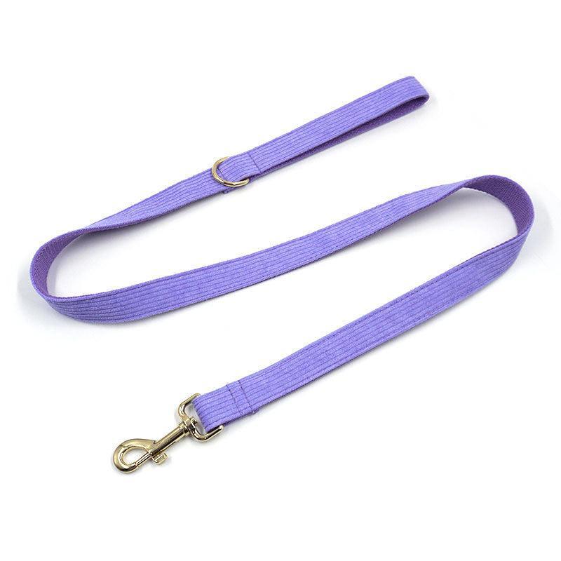 Purple Stripe Velvet Personalized Dog Collar Leash Harness Bowtie Poop Bag Set - iTalkPet