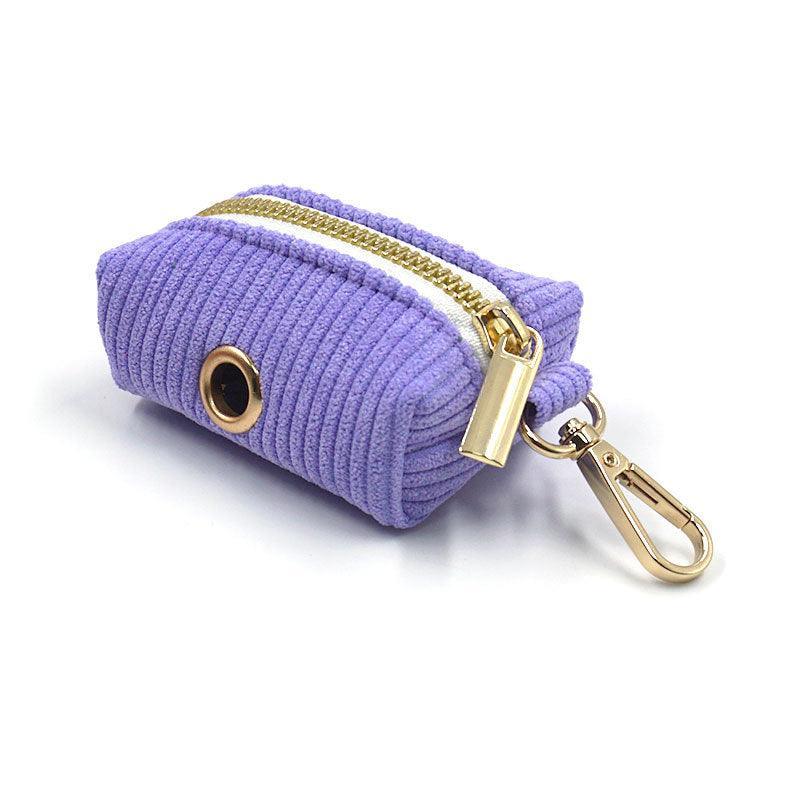 Purple Stripe Velvet Personalized Dog Collar Leash Harness Bowtie Poop Bag Set - iTalkPet