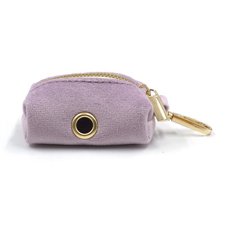 Purple Velvet Personalized Dog Collar Leash Harness Bowtie Poop Bag Set - iTalkPet