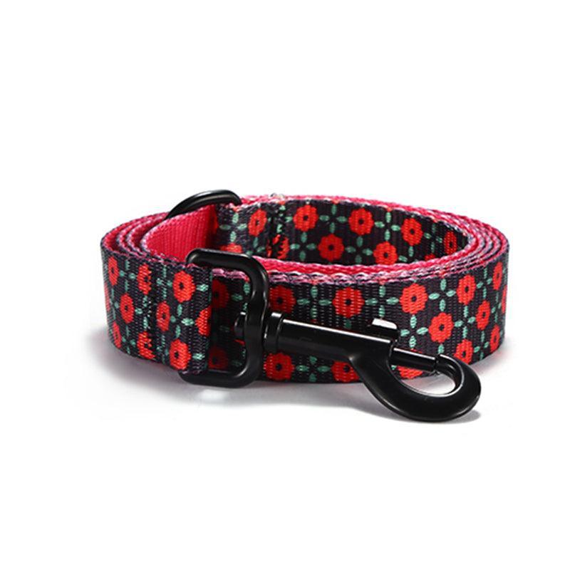 Red Flower Personalized Dog Collar with Leas & Bow tie Set - iTalkPet