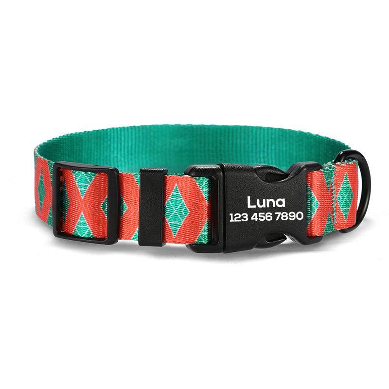 Red Grid Personalized Dog Collar with Leas & Bow tie Set - iTalkPet