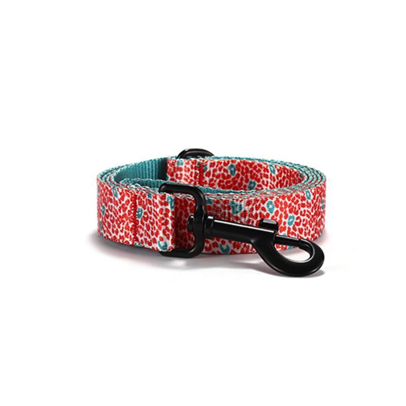 Red Leopard Personalized Dog Collar with Leas & Bow tie Set - iTalkPet