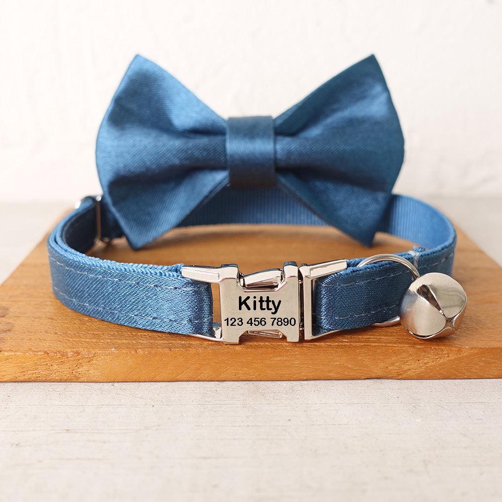 Solid Color Adjustable Personalized Kitten Collar With Bell - iTalkPet