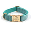 Teal Velvet Personalized Dog Collar Leash Harness Bowtie Poop Bag Set - iTalkPet