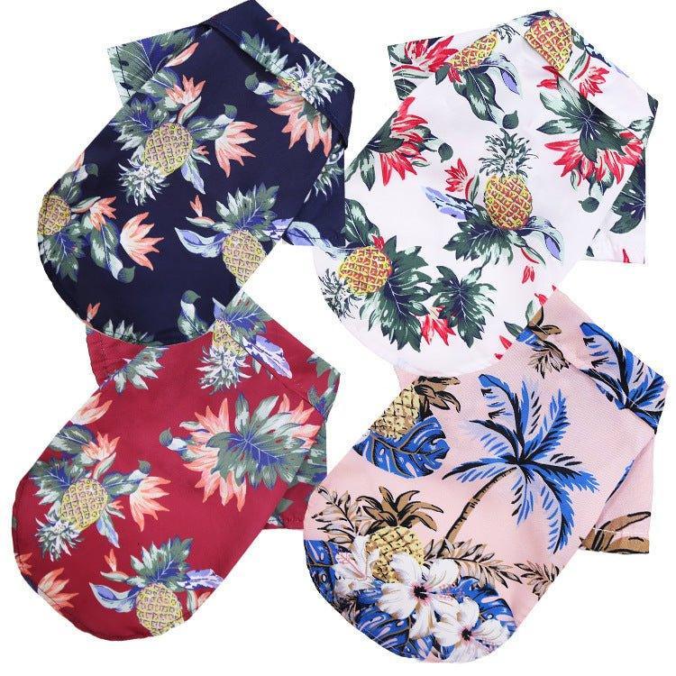 4 Pieces Pet Summer T-Shirts Hawaii Style Floral Dog Shirt - iTalkPet