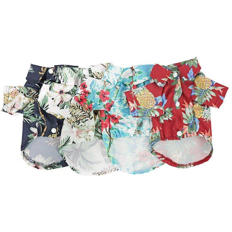 4 Pieces Pet Summer T-Shirts Hawaii Style Floral Dog Shirt - iTalkPet