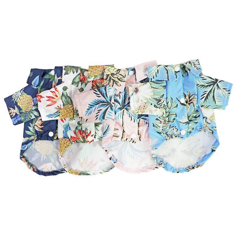 4 Pieces Pet Summer T-Shirts Hawaii Style Floral Dog Shirt - iTalkPet