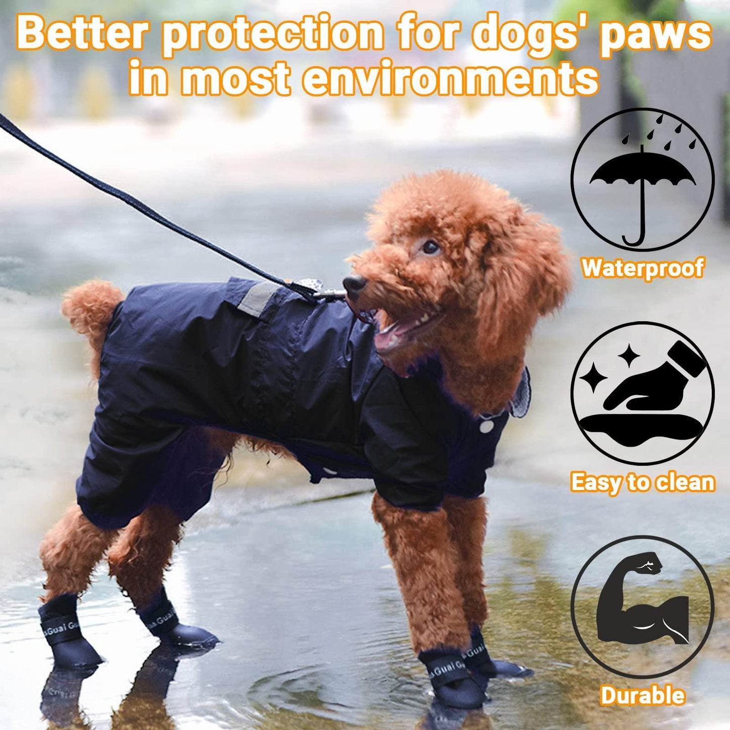 Anti-Slip Waterproof Rubber Pet Rain Shoes Boot - iTalkPet