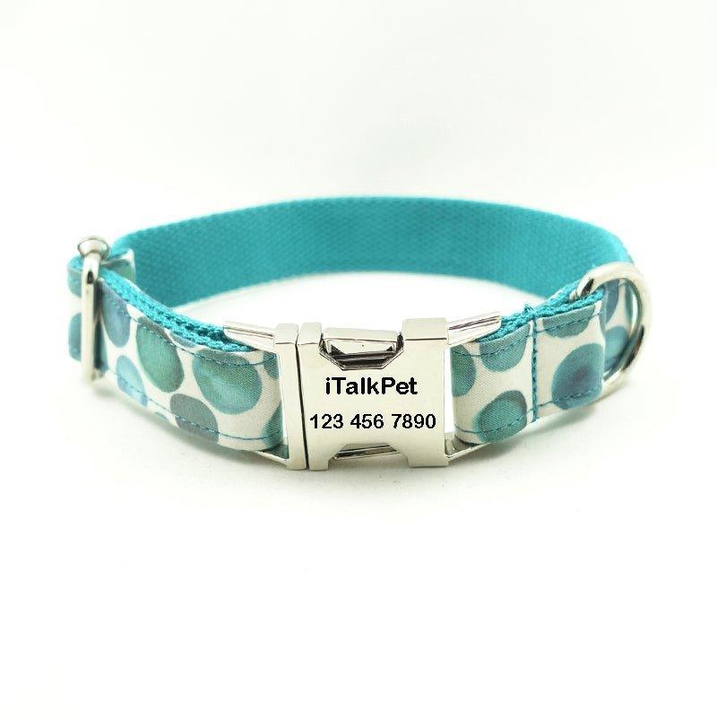 Blue Bubble Personalized Dog Collar Set - iTalkPet