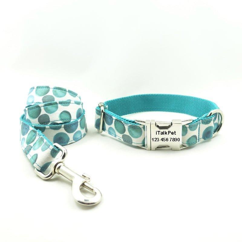 Blue Bubble Personalized Dog Collar Set - iTalkPet