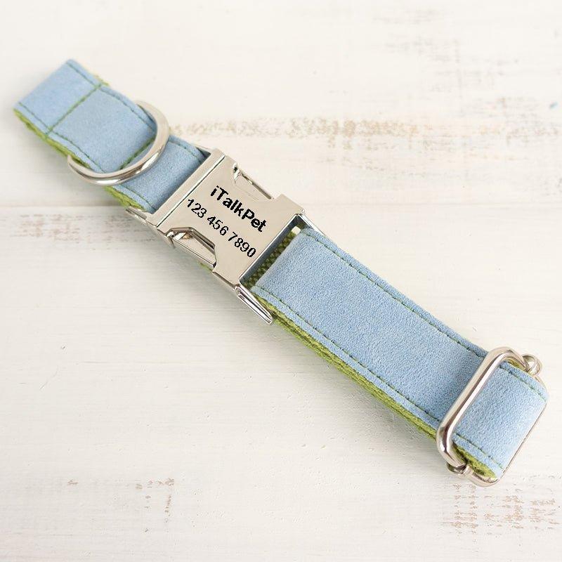 Blue Green Personalized Dog Collar Set - iTalkPet