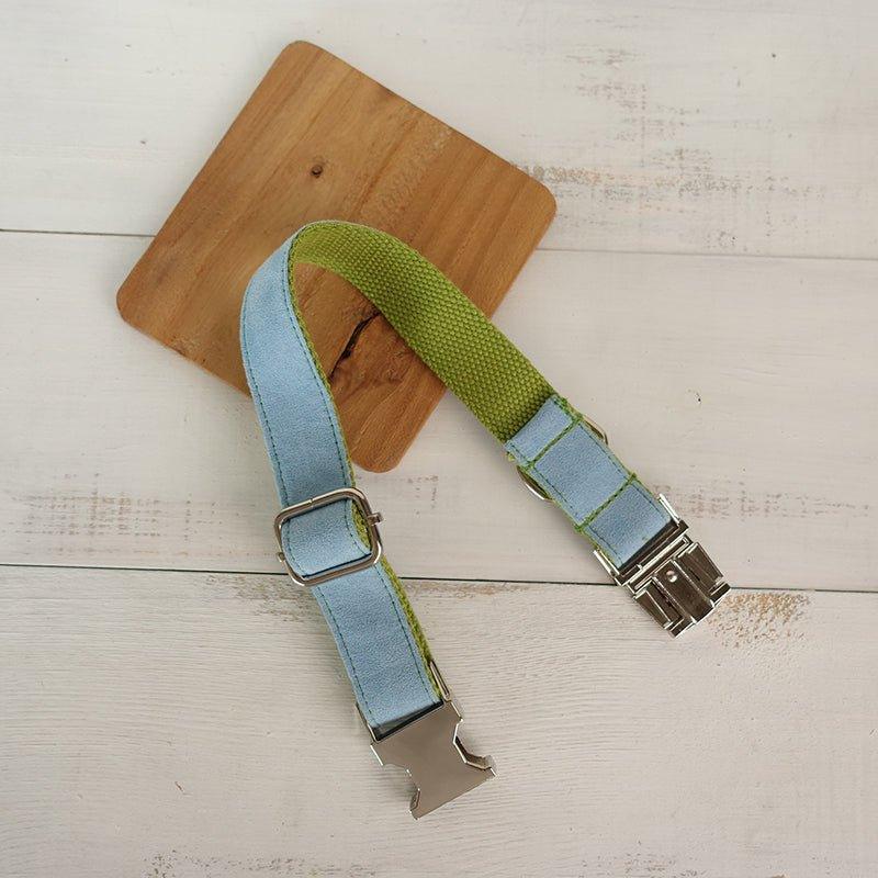 Blue Green Personalized Dog Collar Set - iTalkPet