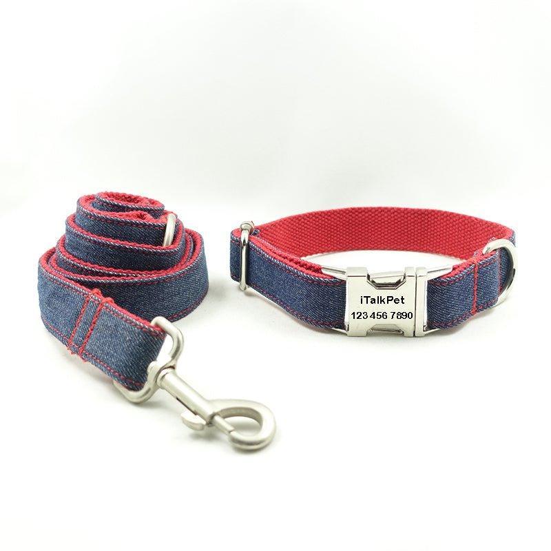 Blue Red Personalized Dog Collar Set - iTalkPet