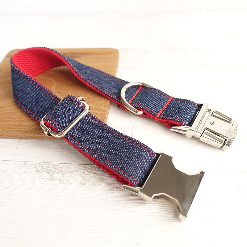 Blue Red Personalized Dog Collar Set - iTalkPet