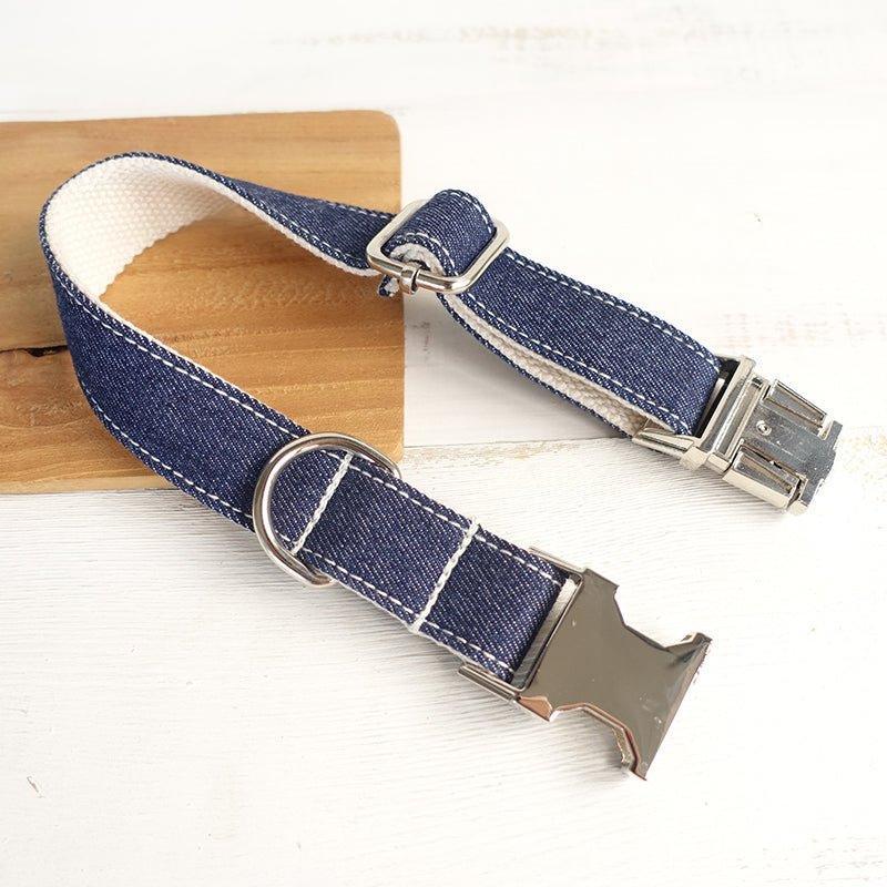 Blue Brown Personalized Dog Collar Set - iTalkPet