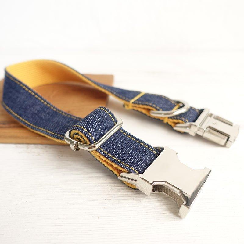 Blue Yellow Personalized Dog Collar Set - iTalkPet