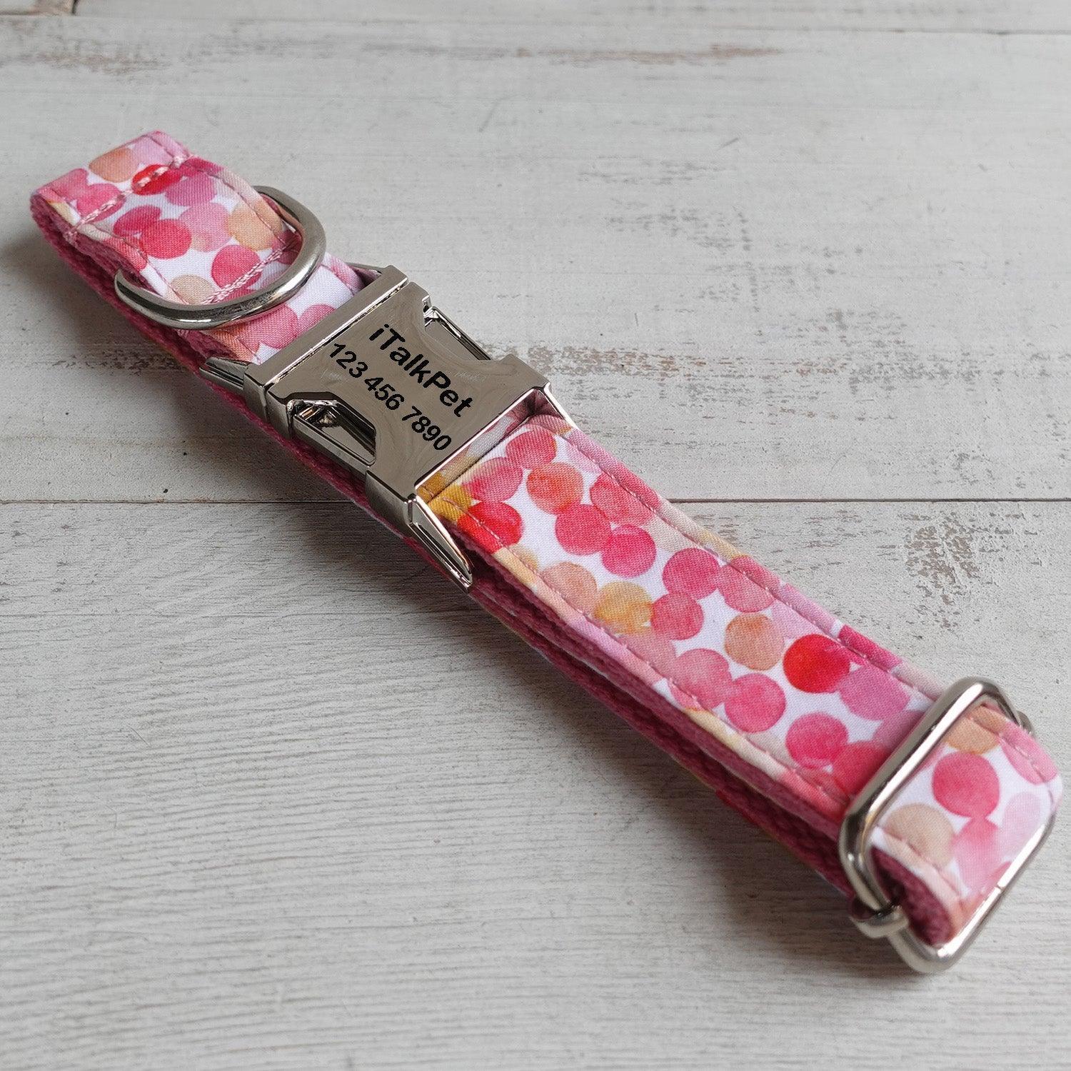 Bubbles Pink Personalized Dog Collar Set - iTalkPet