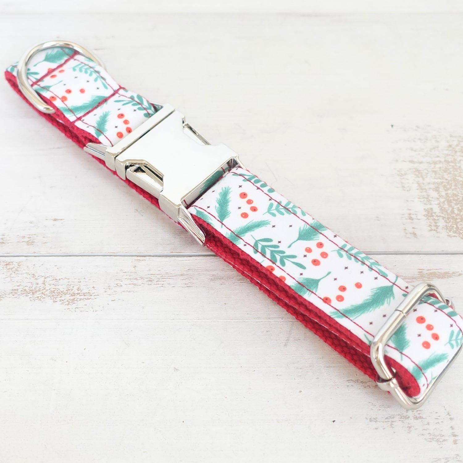 Christmas Leaf Red Personalized Dog Collar Set - iTalkPet