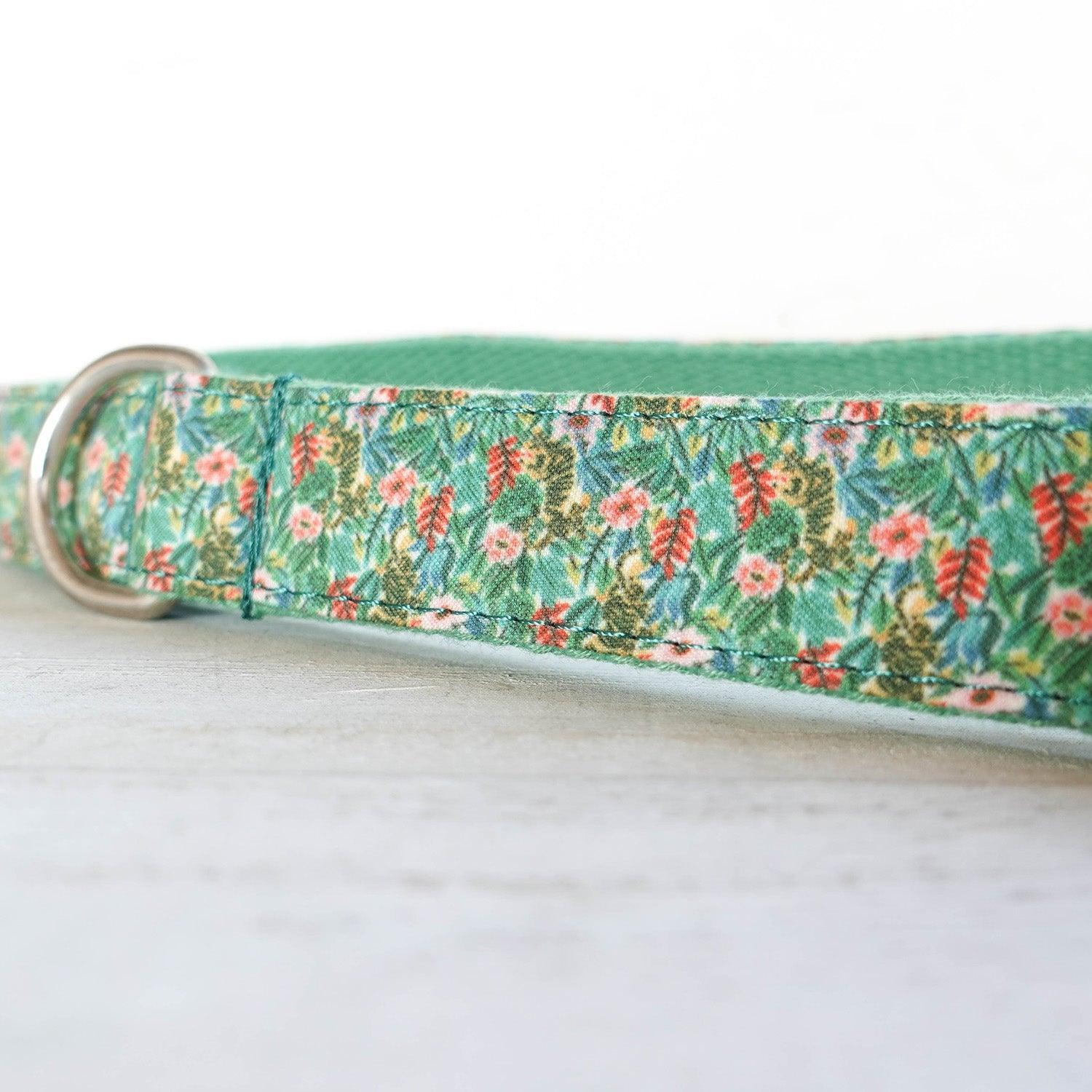 Colorful Flower Green Personalized Dog Collar Set - iTalkPet