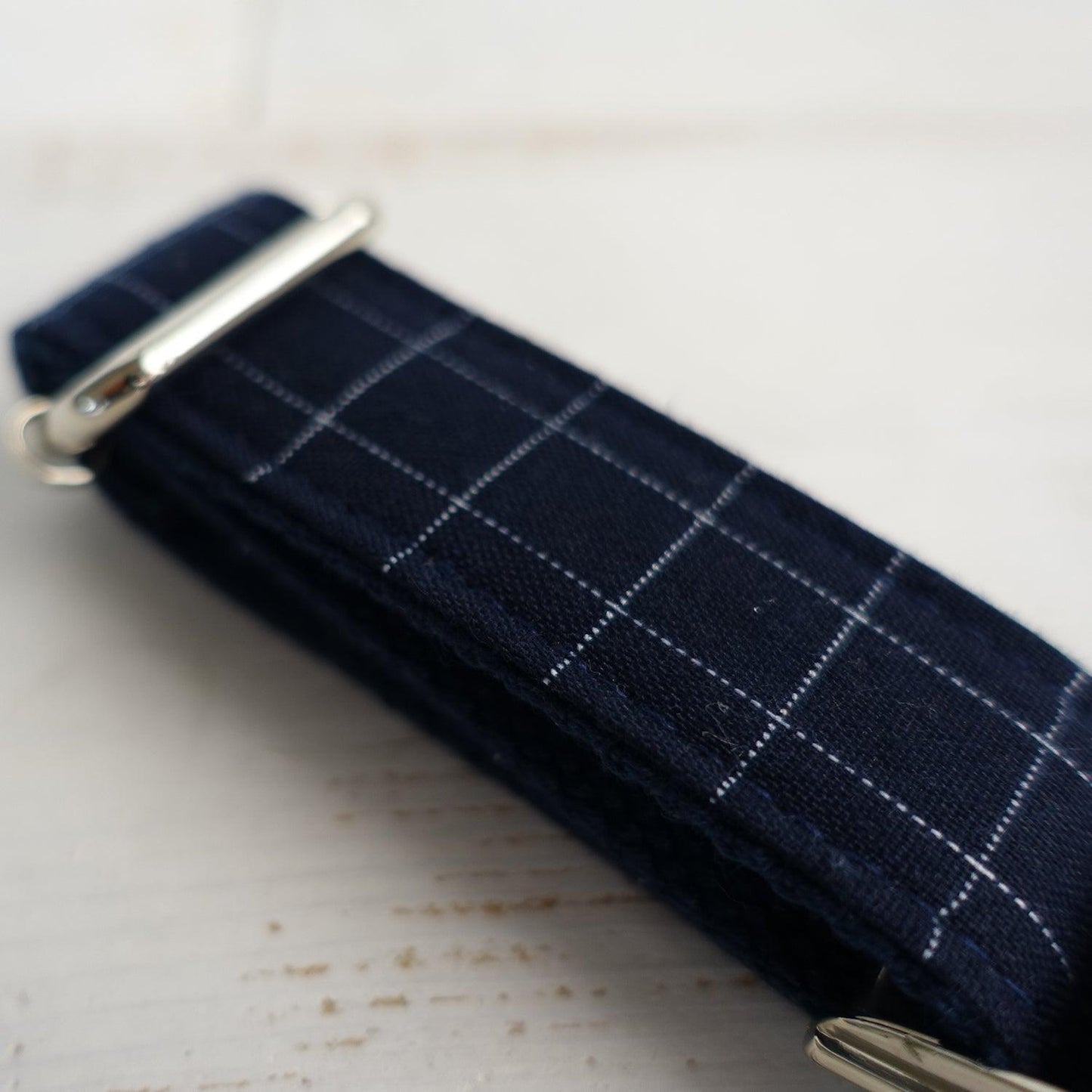 Dark Blue Plaid Thickened Soft Custom Dog Collar Set - iTalkPet