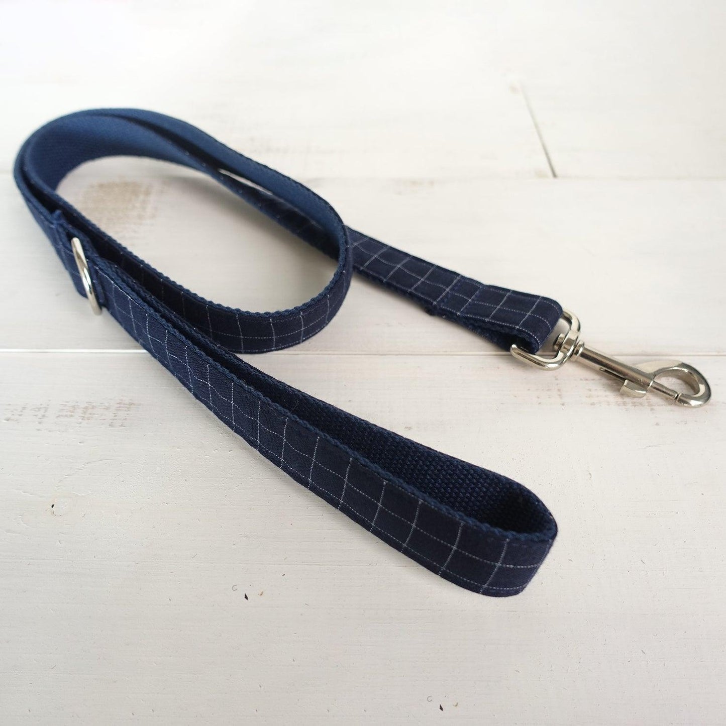 Dark Blue Plaid Thickened Soft Custom Dog Collar Set - iTalkPet