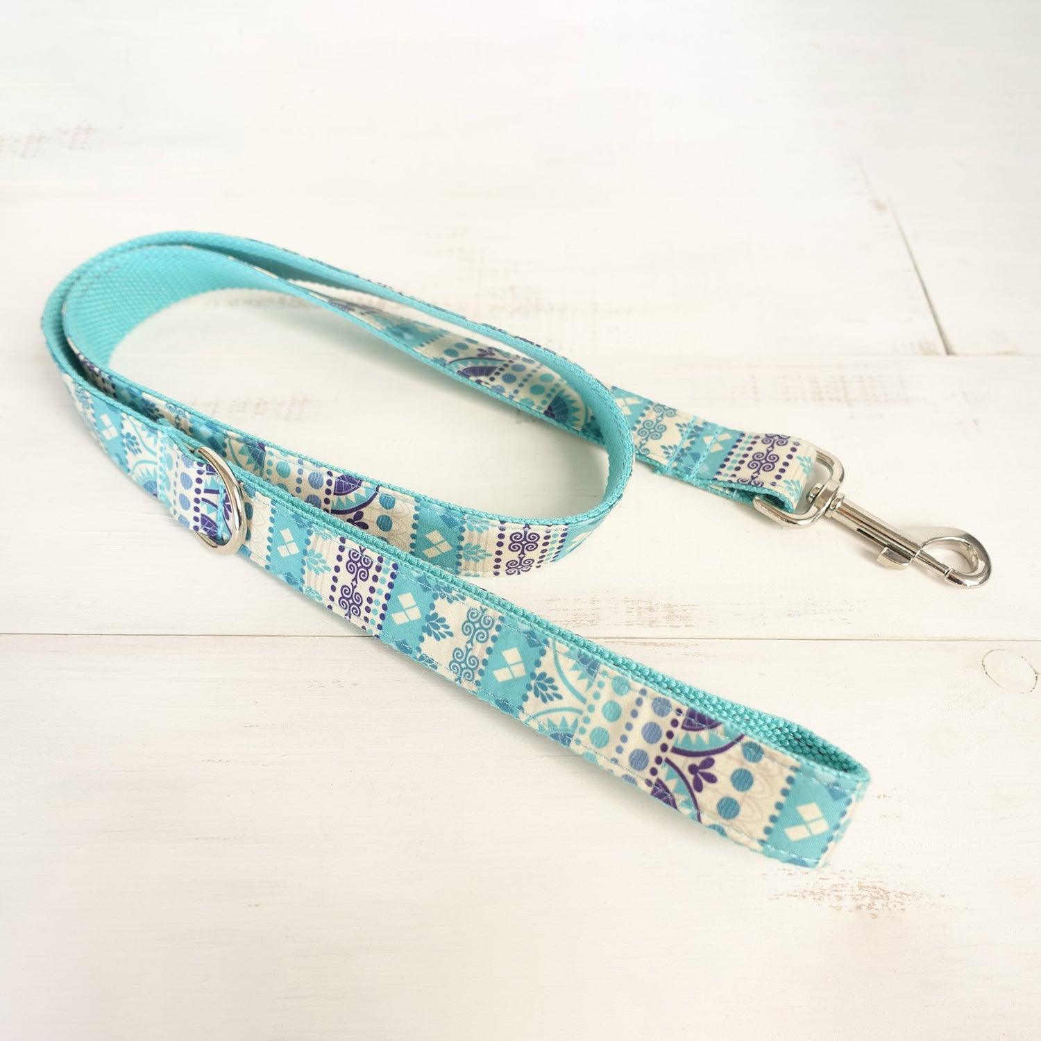 Folk Blue Personalized Dog Collar Set - iTalkPet