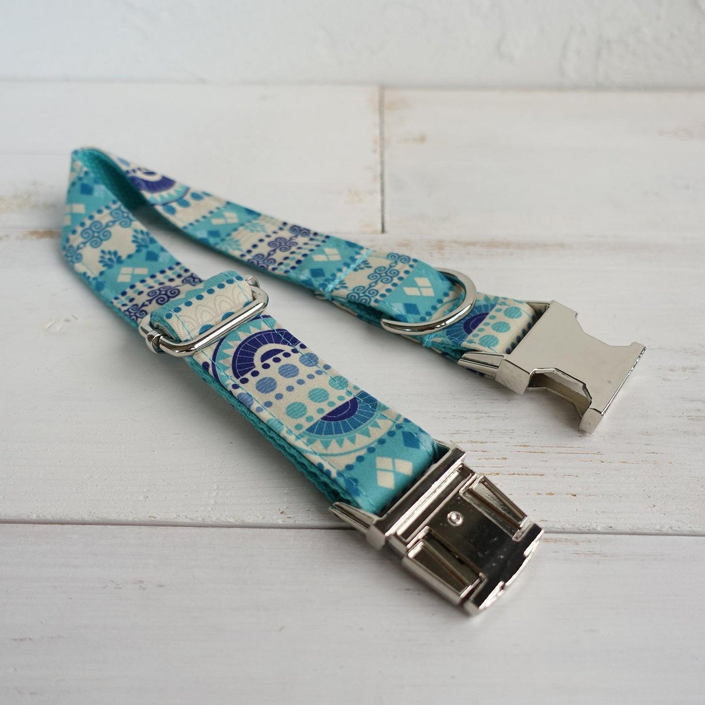 Folk Blue Personalized Dog Collar Set - iTalkPet