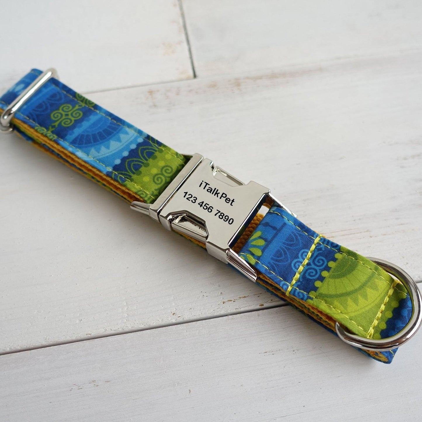 Folk Yellow Personalized Dog Collar Set - iTalkPet