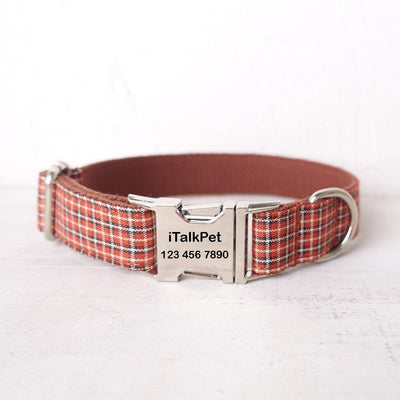 Gentle Plaid Personalized Dog Collar Set - iTalkPet